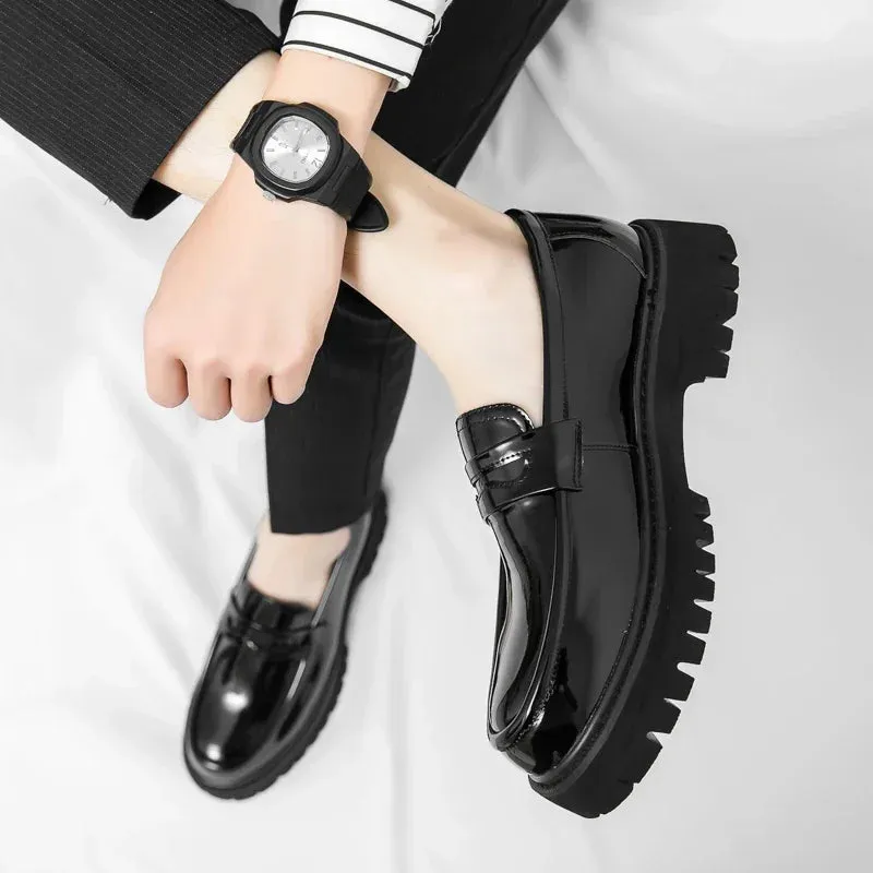 HochSole Herren Formelle Plattform-Loafer mit Dicken Sohlen