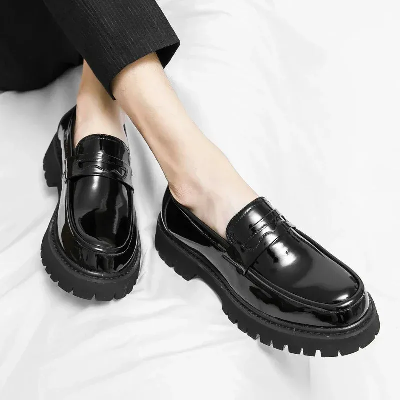 HochSole Herren Formelle Plattform-Loafer mit Dicken Sohlen