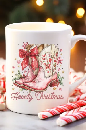 Howdy Christmas Coquette Boots Ceramic Mug