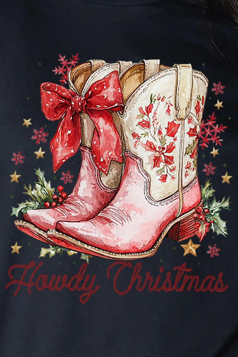 Howdy Christmas Coquette Boots Unisex Dri-Power Long-Sleeve 50/50 Tee