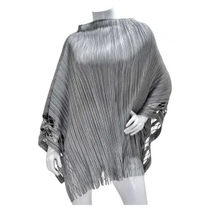 Issey Miyake 1990s Silver Pleated Poncho
