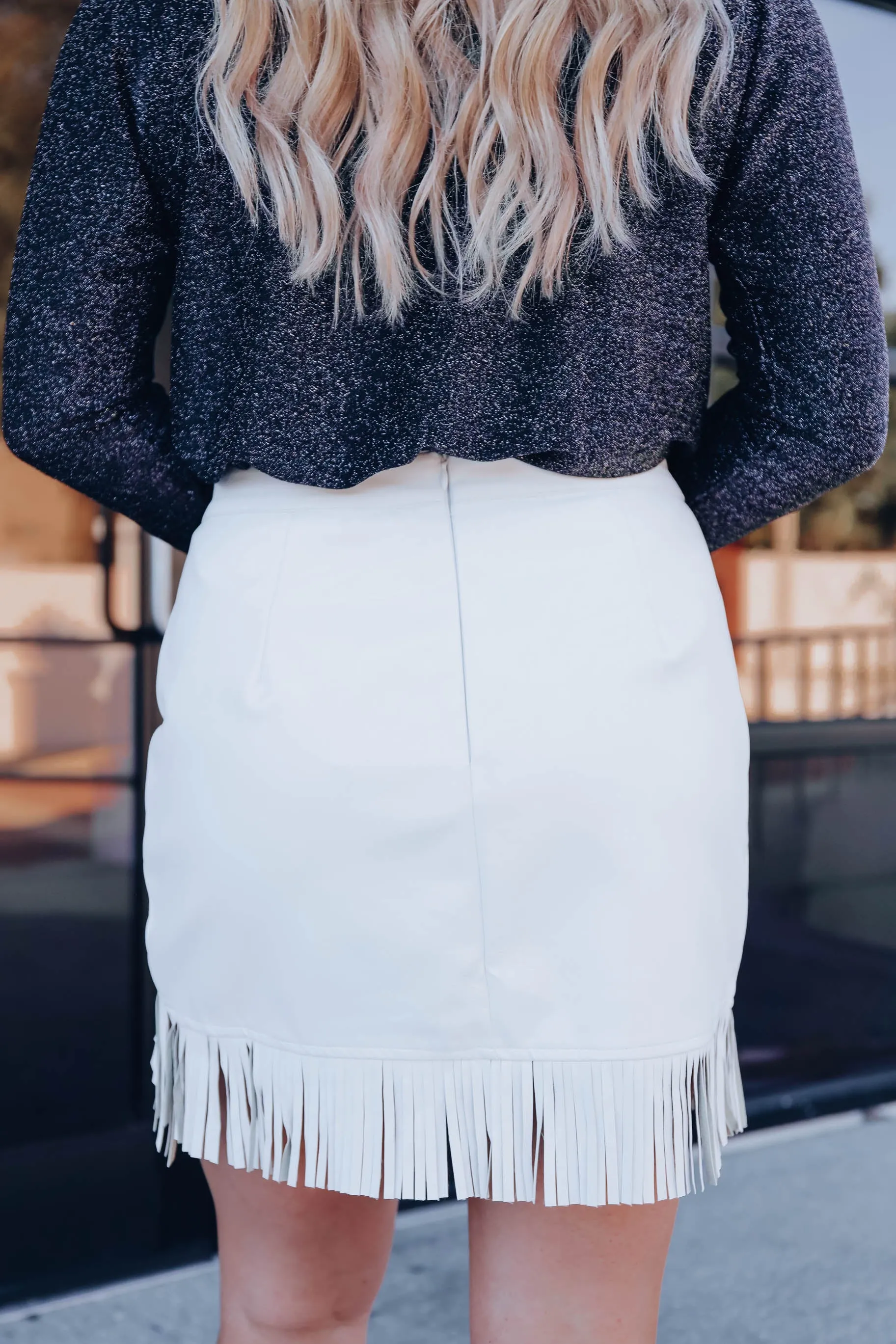 Jazzy Faux Leather Fringe Mini Skirt