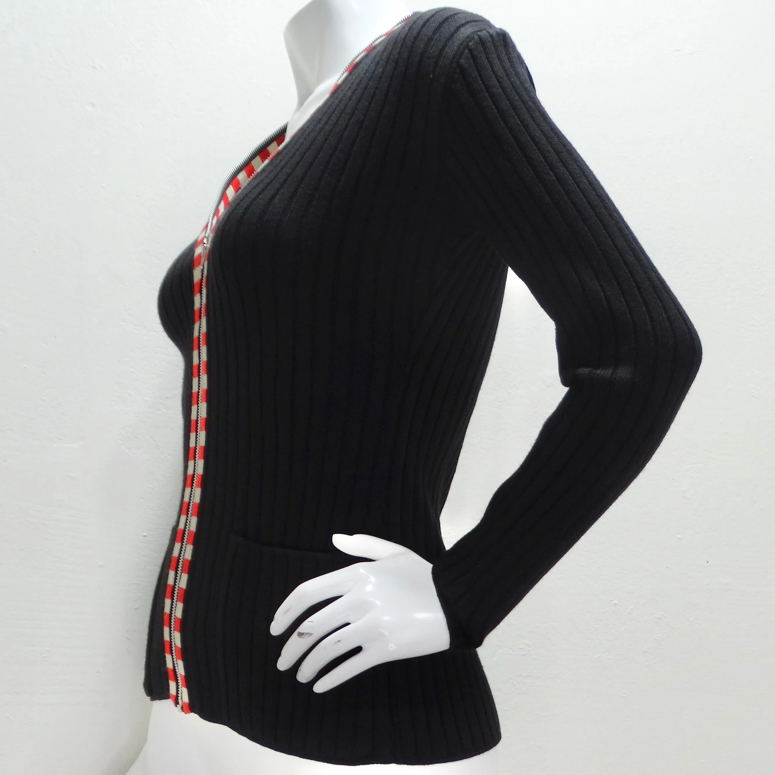 Jean Paul Gaultier Rib Knit Zip-Up Sweater