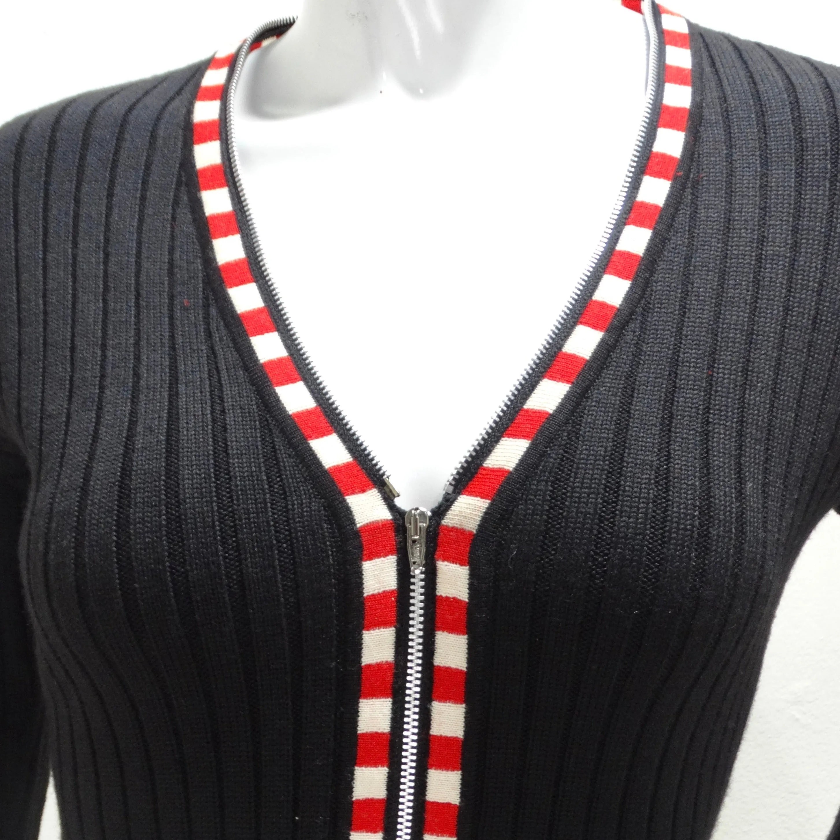 Jean Paul Gaultier Rib Knit Zip-Up Sweater