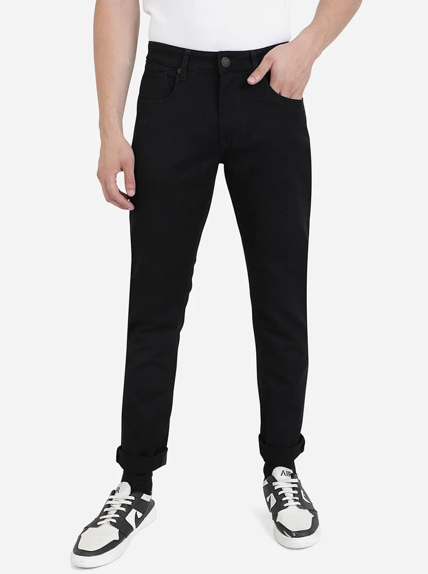 Jet Black Solid Slim Fit Jeans | JadeBlue