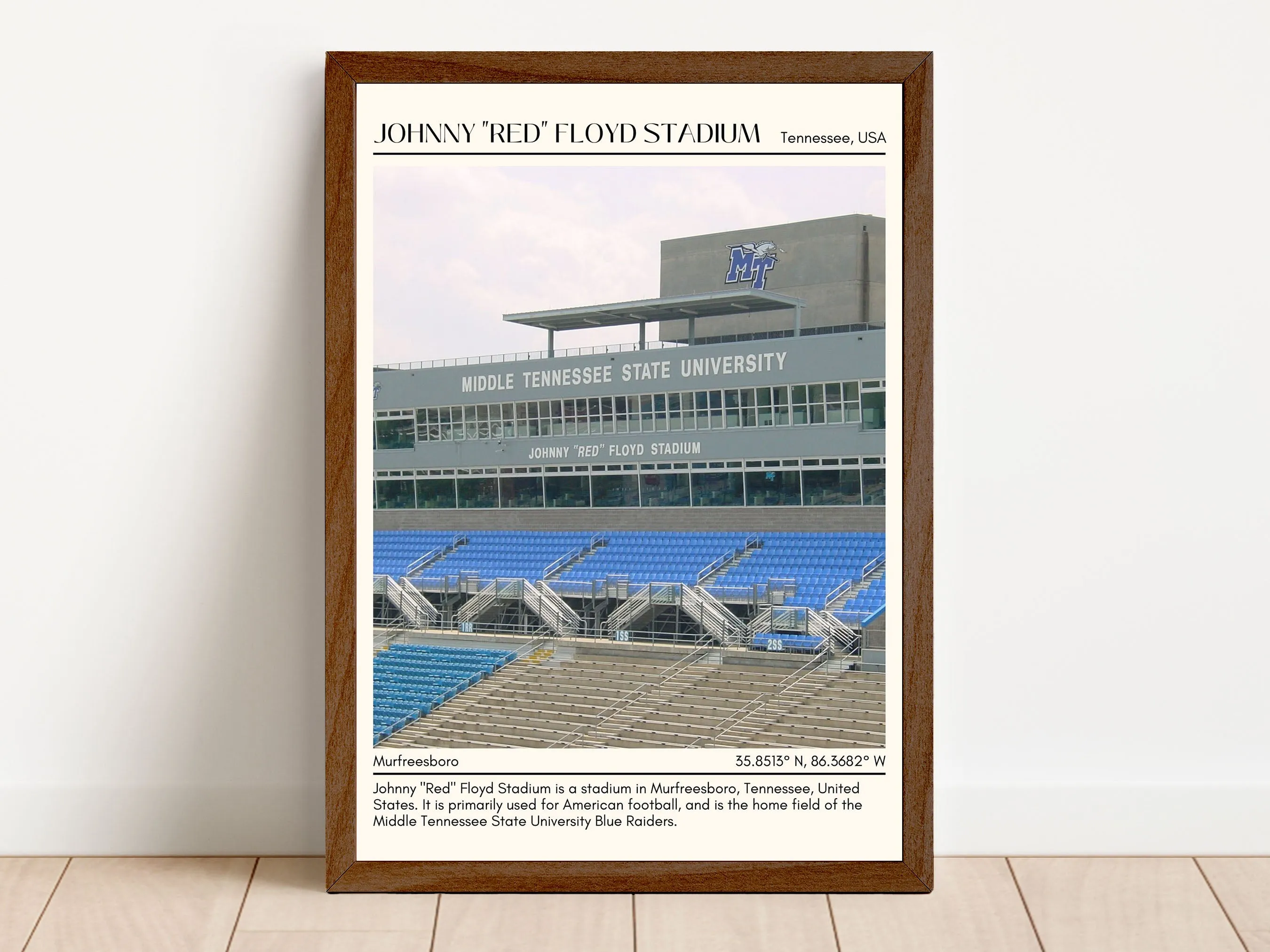 Johnny "Red" Floyd Stadium Football Minimal Wall Art