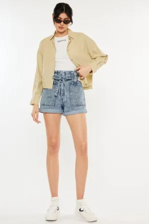 Kancan Ultra High Rise Paperbag Denim Shorts ONLINE EXCLUSIVE