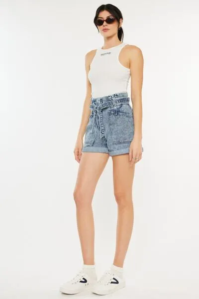 Kancan Ultra High Rise Paperbag Denim Shorts ONLINE EXCLUSIVE
