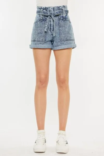 Kancan Ultra High Rise Paperbag Denim Shorts ONLINE EXCLUSIVE
