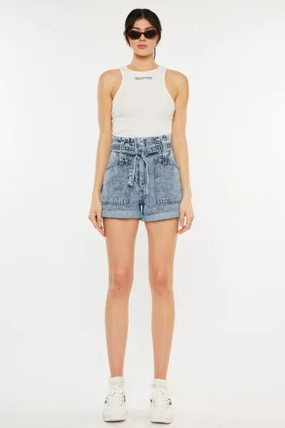 Kancan Ultra High Rise Paperbag Denim Shorts ONLINE EXCLUSIVE