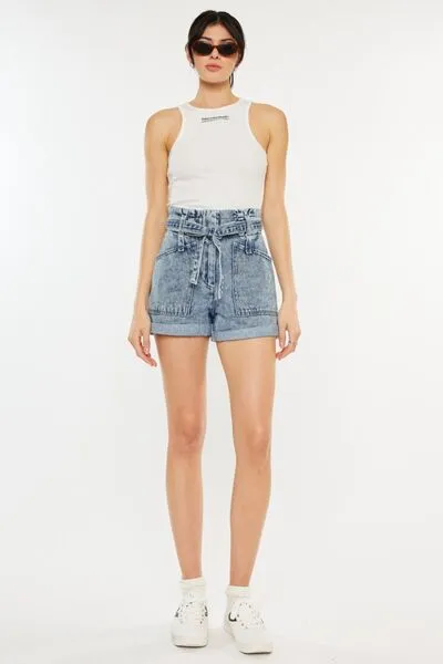 Kancan Ultra High Rise Paperbag Denim Shorts ONLINE EXCLUSIVE