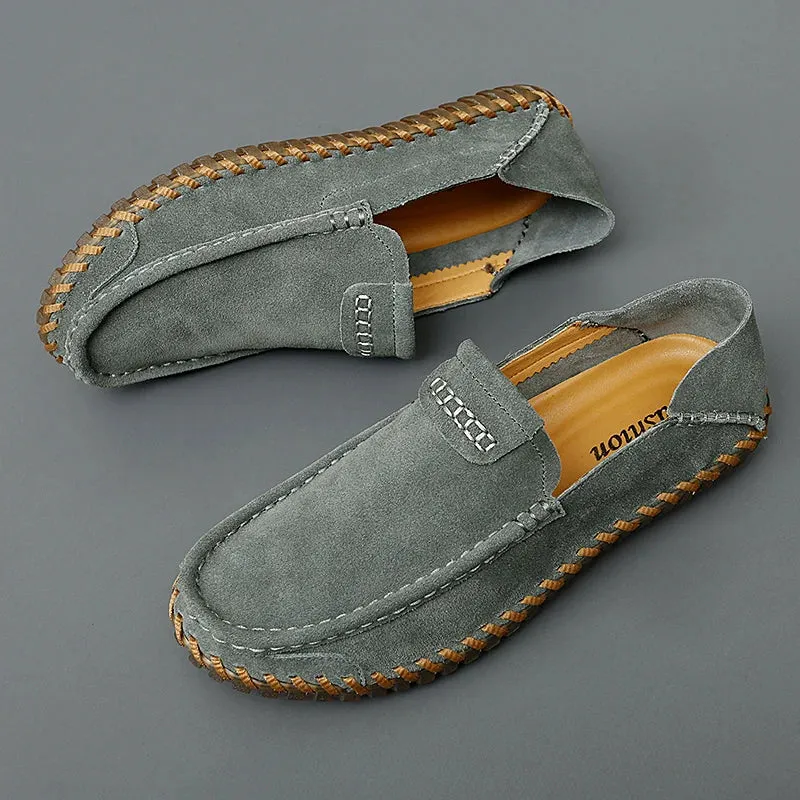 Komfortable Wildleder-Herrenslipper: UrbanEase Luxus-Leder Loafers