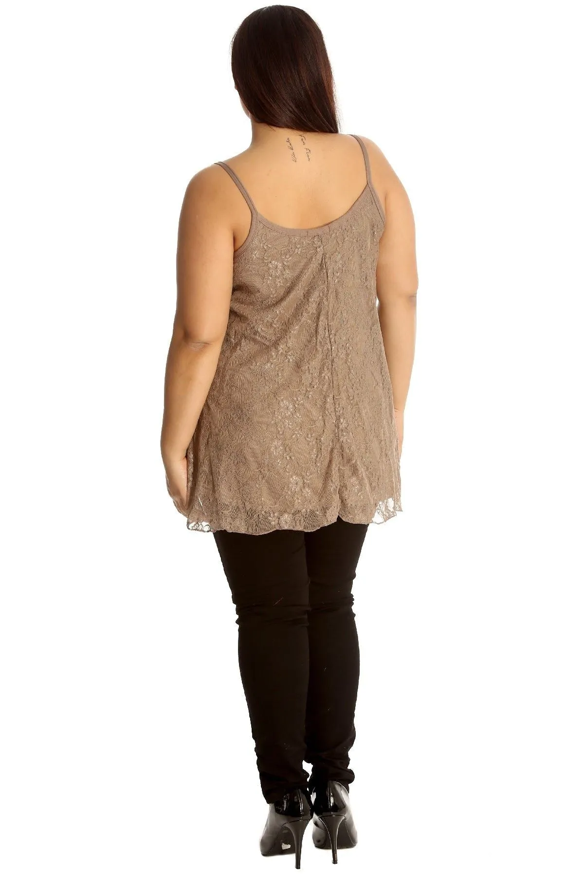Lace Chiffon Sheer Lined Swing Vest
