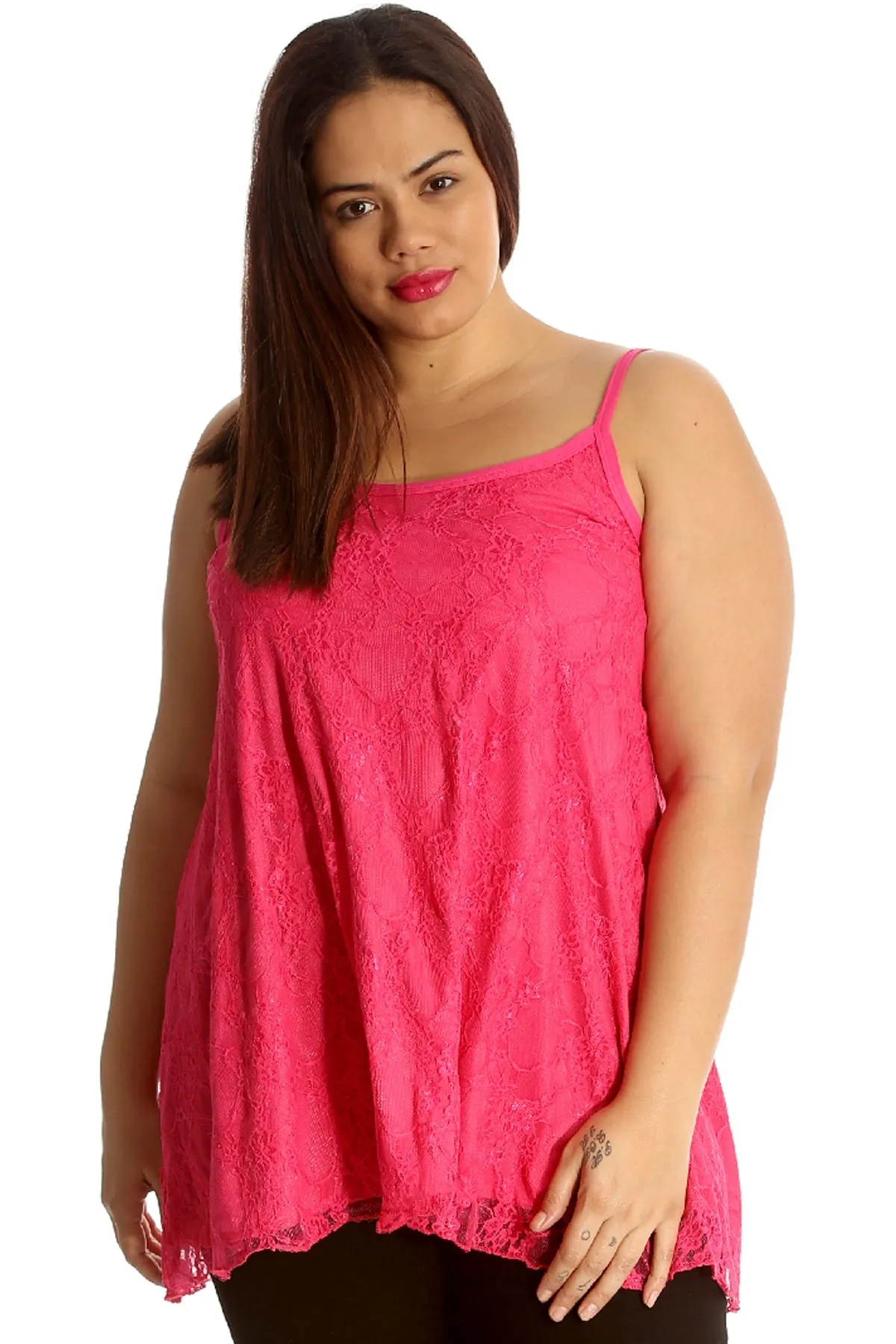 Lace Chiffon Sheer Lined Swing Vest
