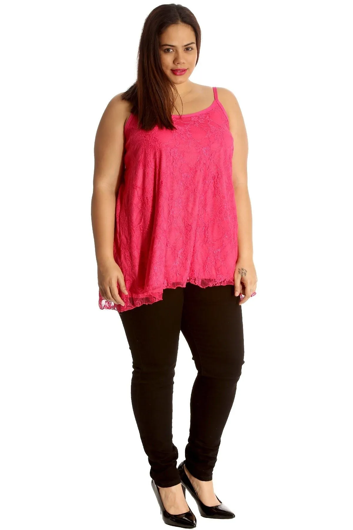 Lace Chiffon Sheer Lined Swing Vest