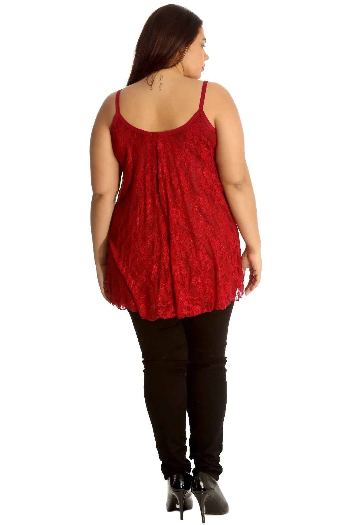 Lace Chiffon Sheer Lined Swing Vest