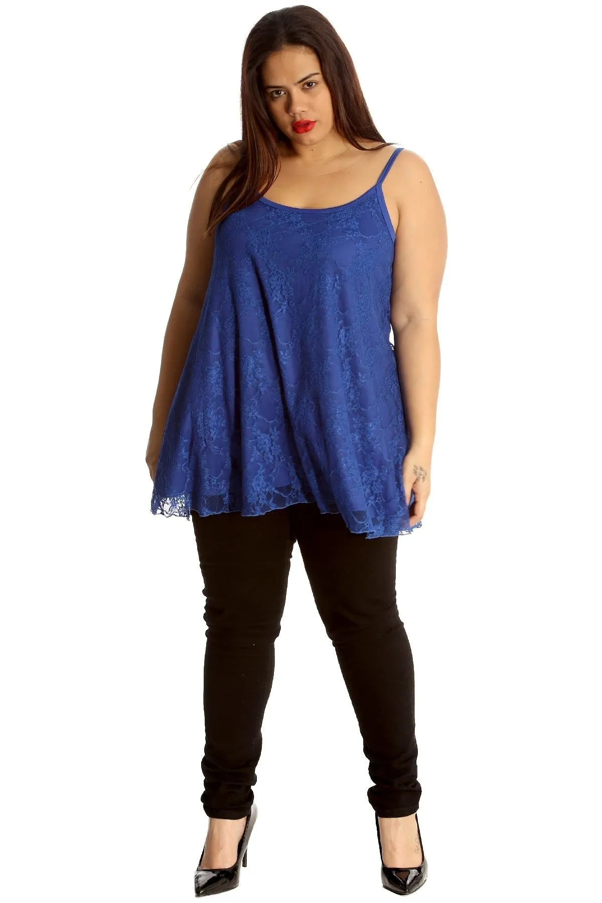 Lace Chiffon Sheer Lined Swing Vest