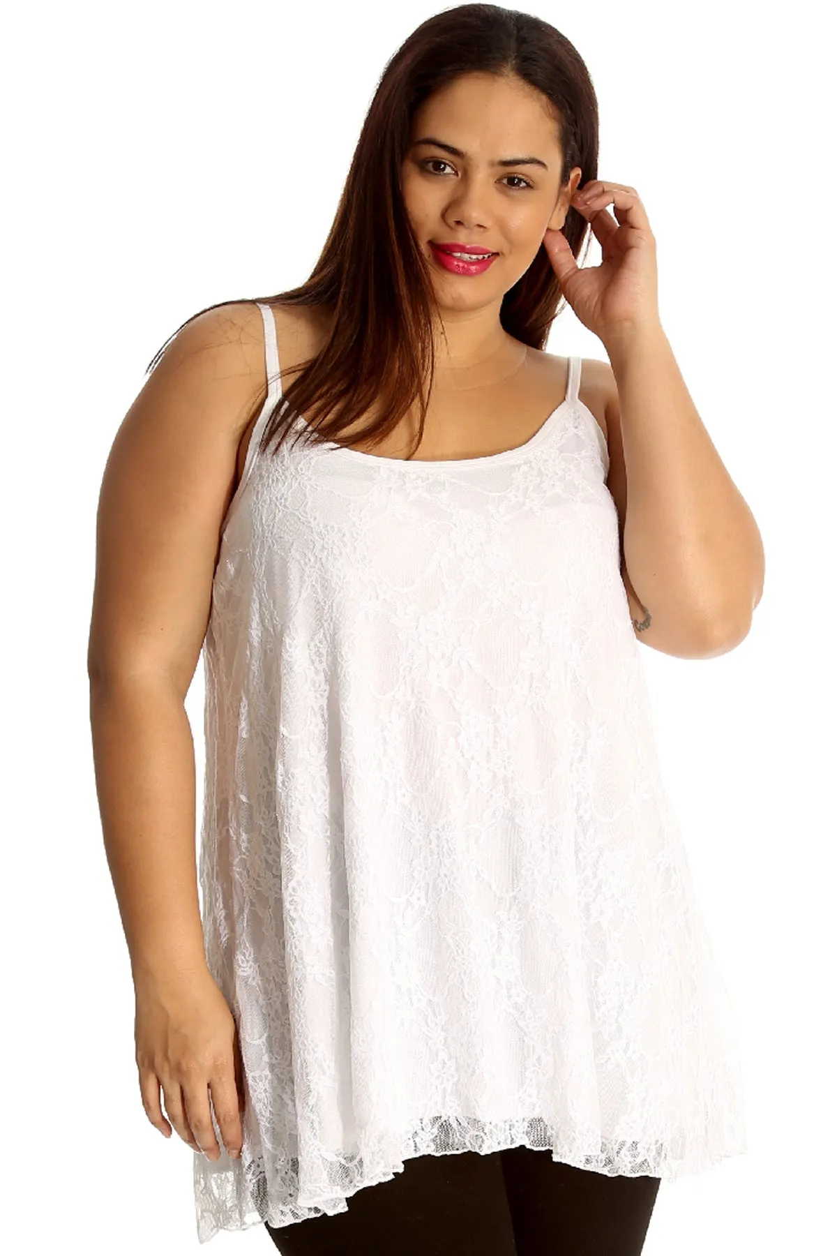 Lace Chiffon Sheer Lined Swing Vest