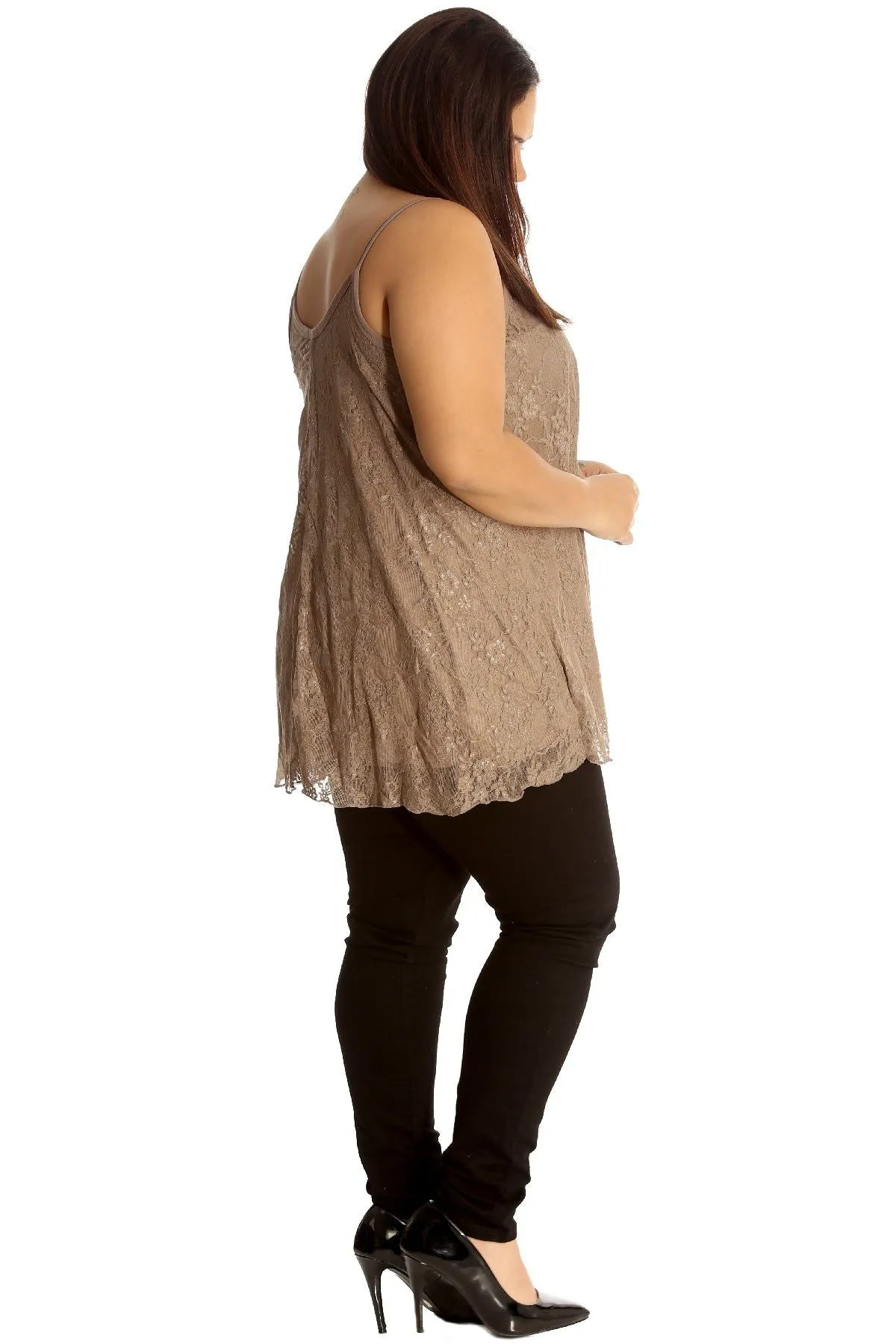 Lace Chiffon Sheer Lined Swing Vest