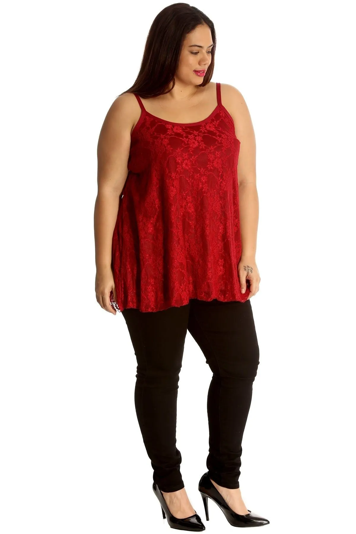 Lace Chiffon Sheer Lined Swing Vest