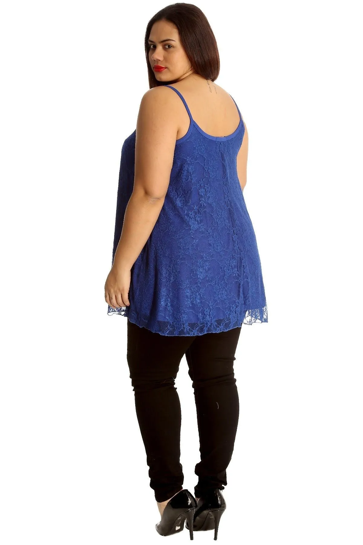 Lace Chiffon Sheer Lined Swing Vest