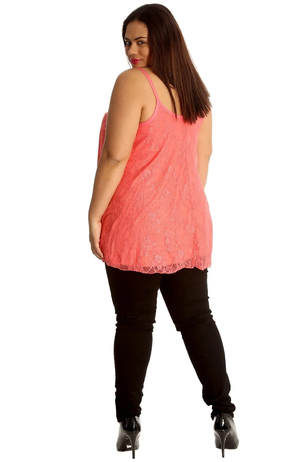 Lace Chiffon Sheer Lined Swing Vest