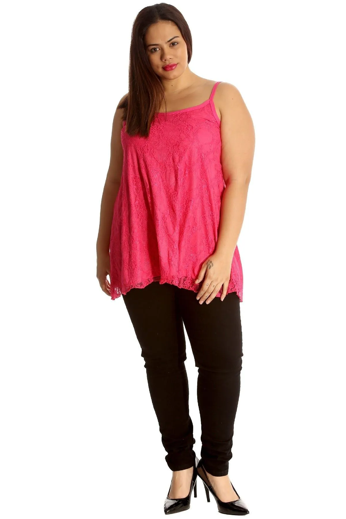 Lace Chiffon Sheer Lined Swing Vest