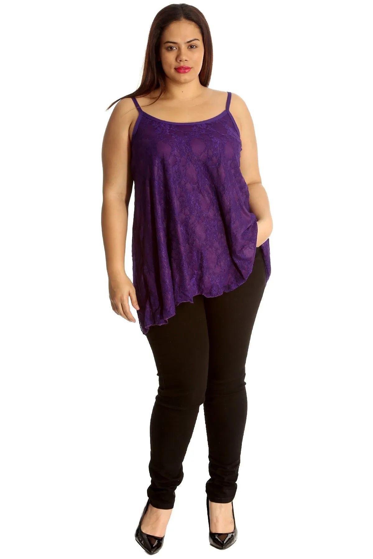 Lace Chiffon Sheer Lined Swing Vest
