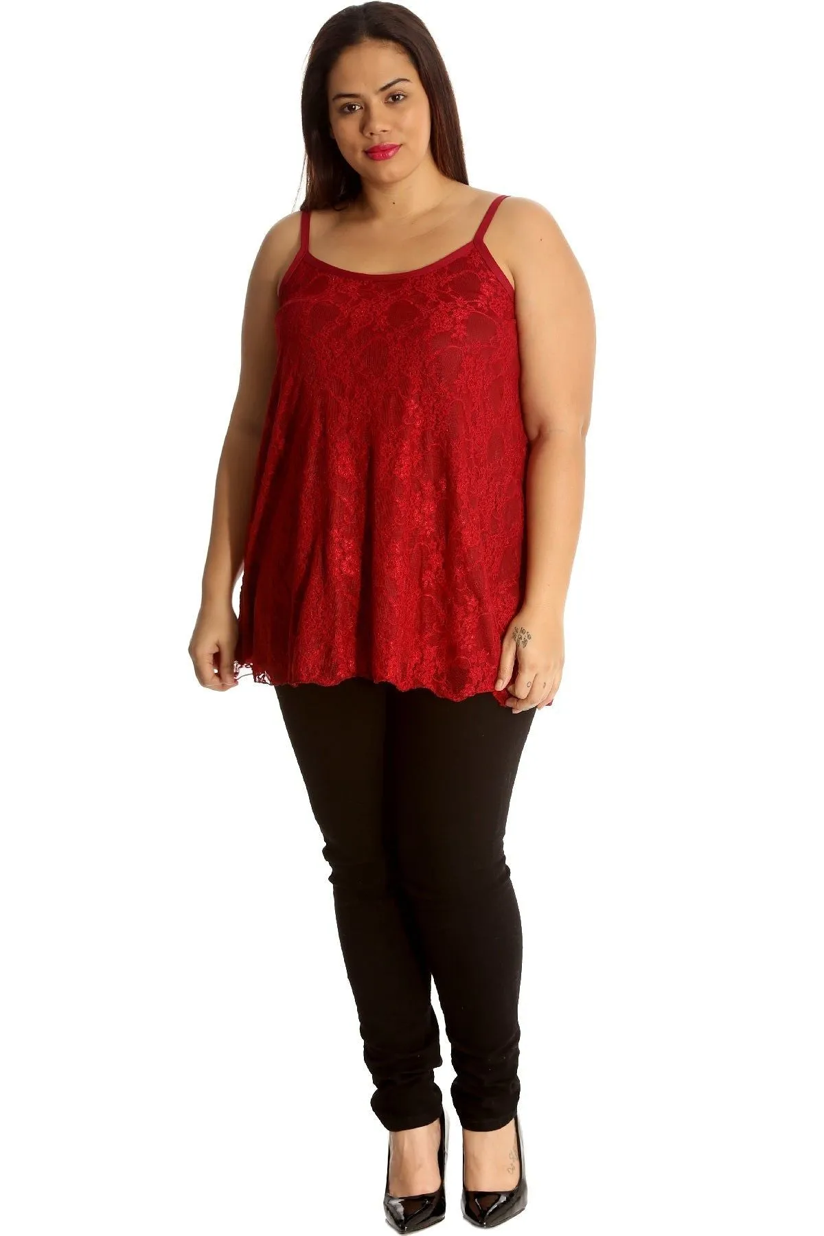 Lace Chiffon Sheer Lined Swing Vest