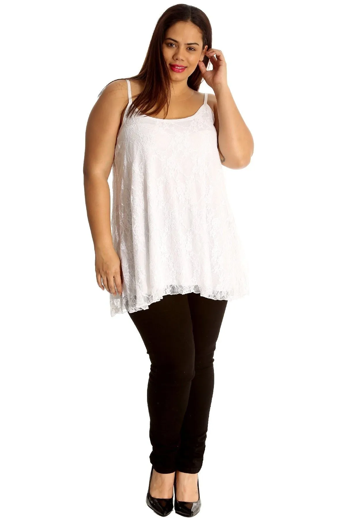Lace Chiffon Sheer Lined Swing Vest