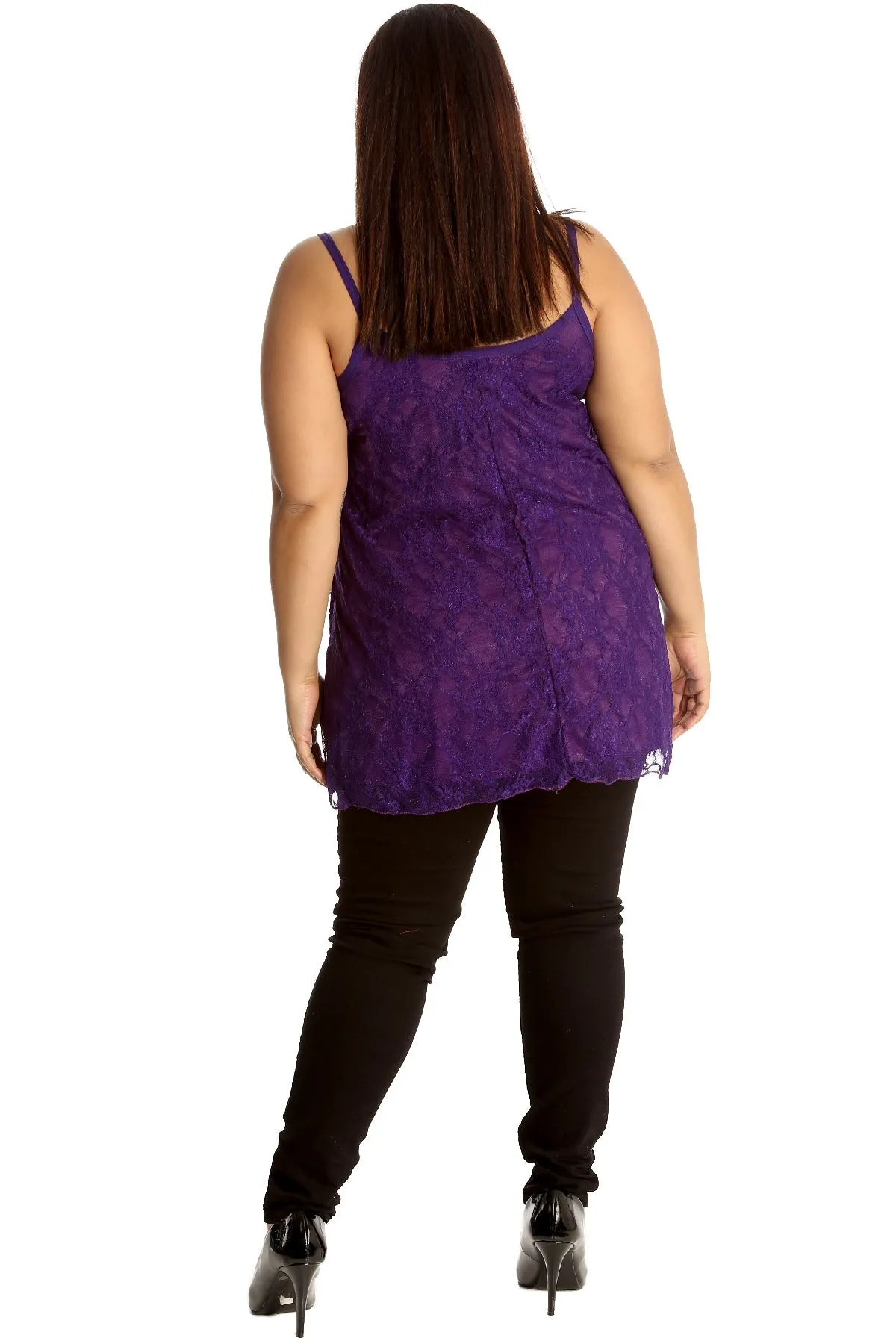 Lace Chiffon Sheer Lined Swing Vest