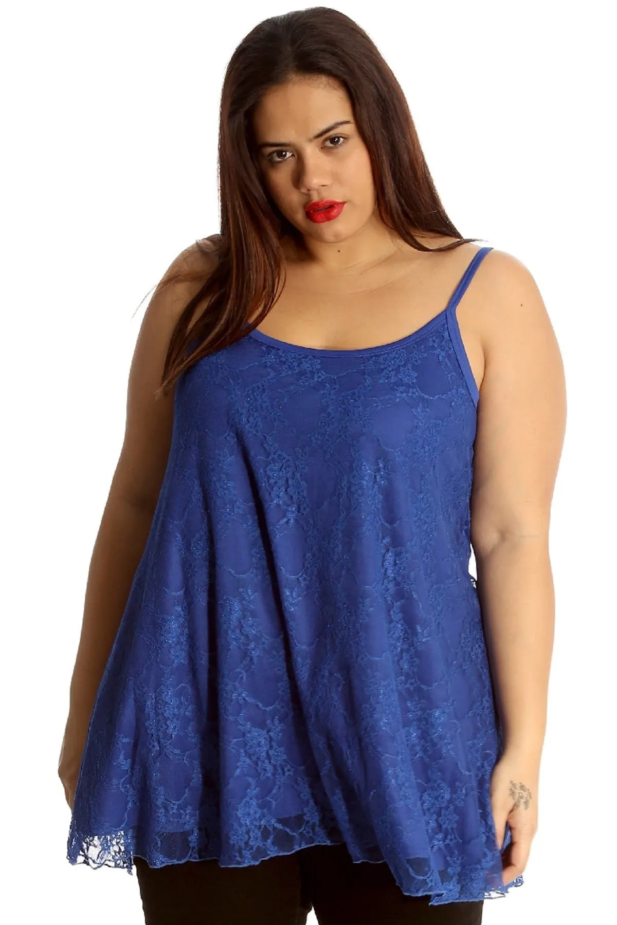 Lace Chiffon Sheer Lined Swing Vest