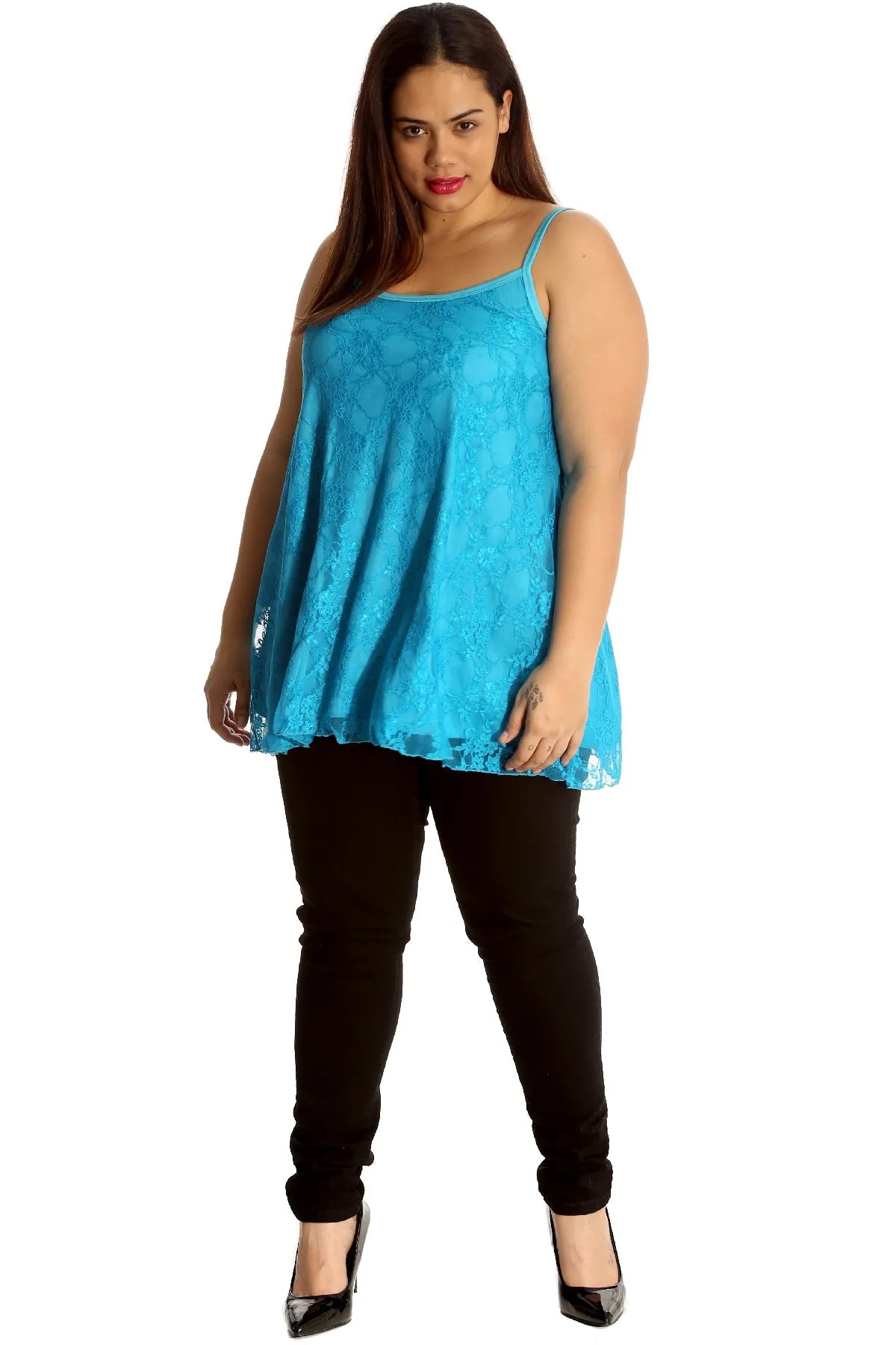 Lace Chiffon Sheer Lined Swing Vest