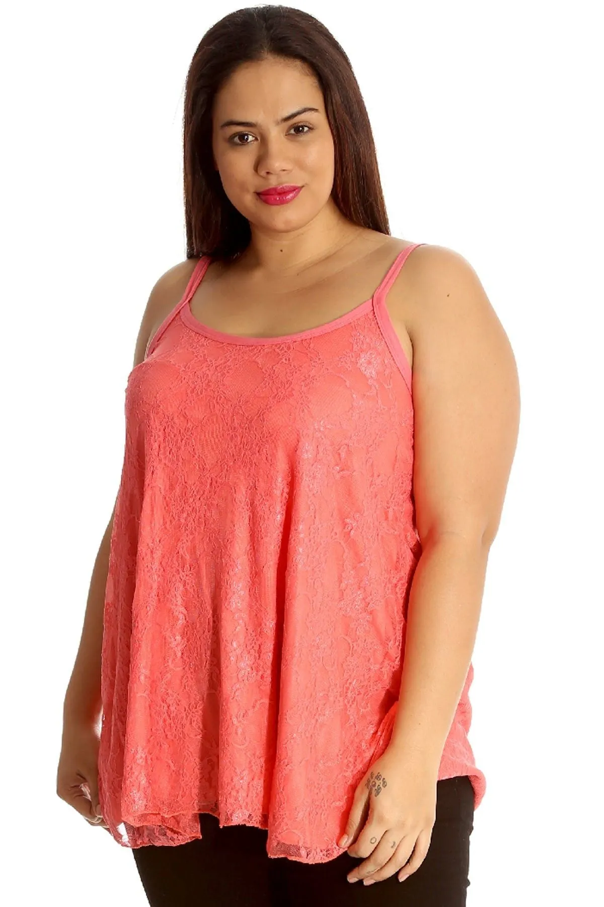 Lace Chiffon Sheer Lined Swing Vest
