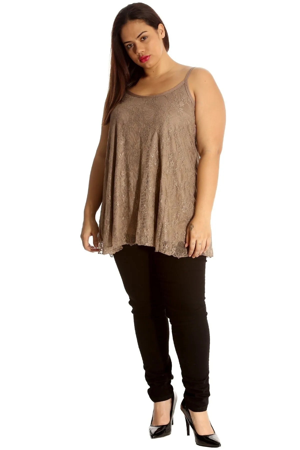 Lace Chiffon Sheer Lined Swing Vest
