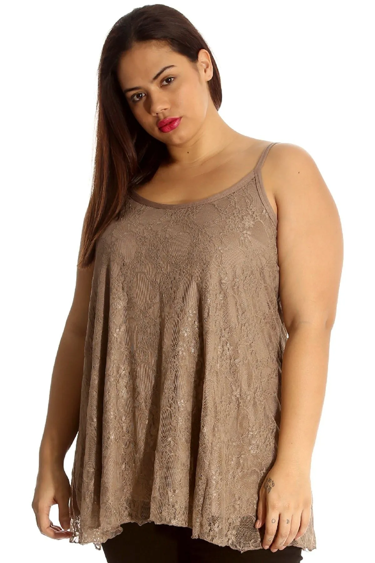Lace Chiffon Sheer Lined Swing Vest