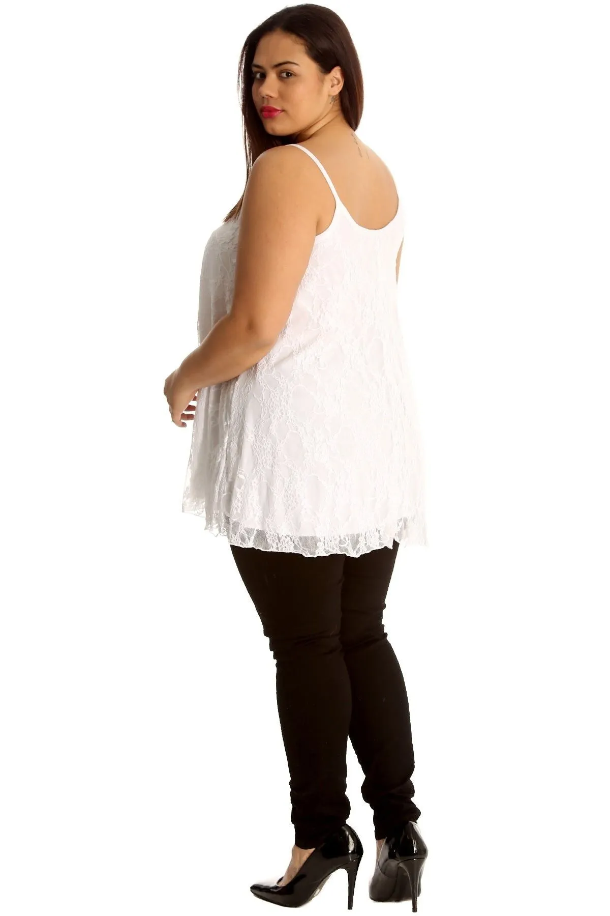 Lace Chiffon Sheer Lined Swing Vest