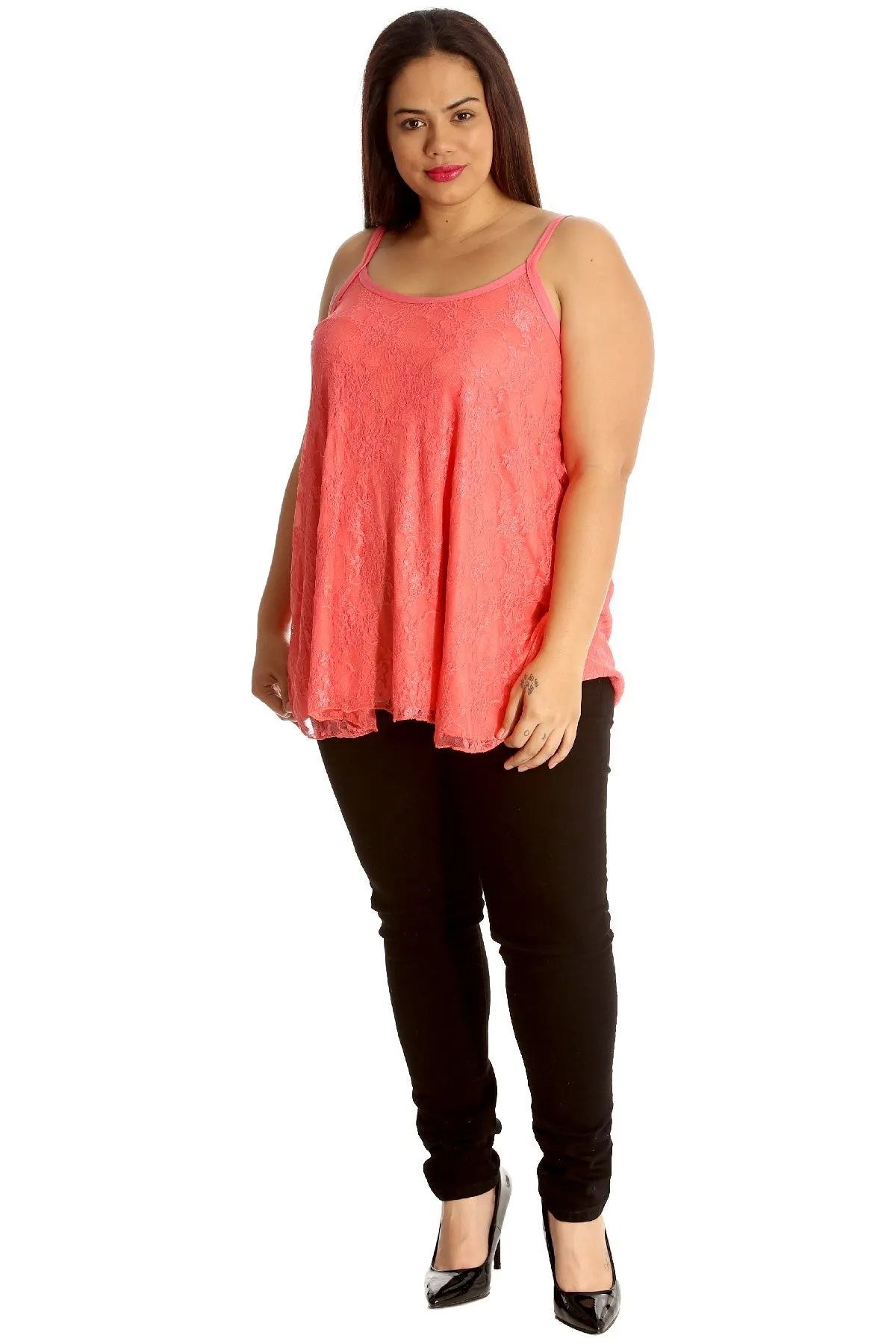 Lace Chiffon Sheer Lined Swing Vest