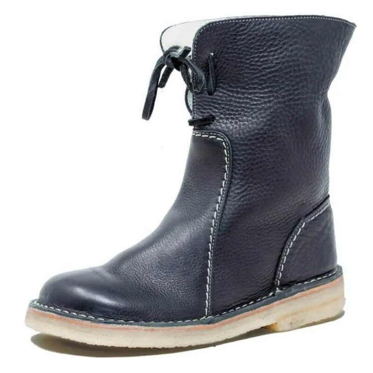 Lace Haven™ | Women's Leather Ankle Boots | Genuine Leather, Lace-Up Design, Durable & Stylish
