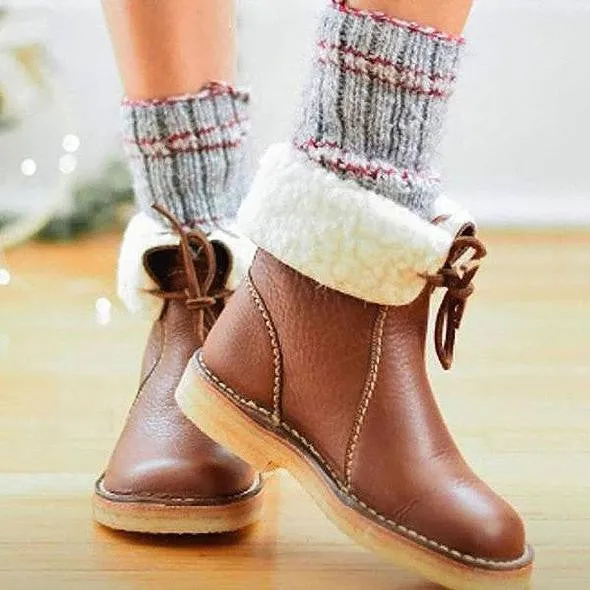 Lace Haven™ | Women's Leather Ankle Boots | Genuine Leather, Lace-Up Design, Durable & Stylish