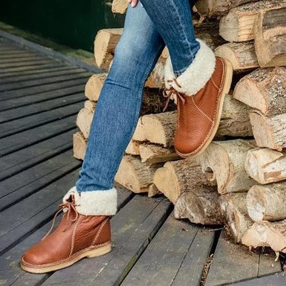 Lace Haven™ | Women's Leather Ankle Boots | Genuine Leather, Lace-Up Design, Durable & Stylish
