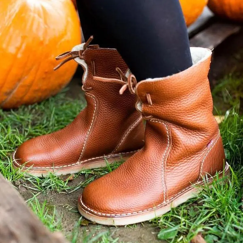 Lace Haven™ | Women's Leather Ankle Boots | Genuine Leather, Lace-Up Design, Durable & Stylish