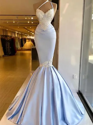 Lavender Long Sleeveless Sexy Lace Mermaid Prom Dress, OL585
