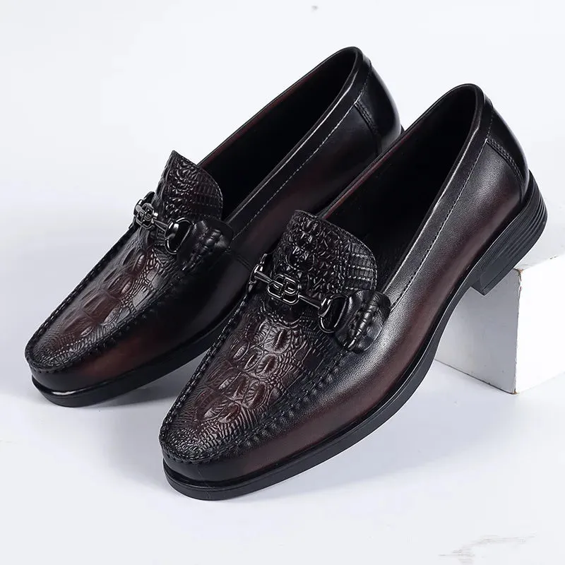 LederMeister Premium Business-Schuhe in Krokodil-Design