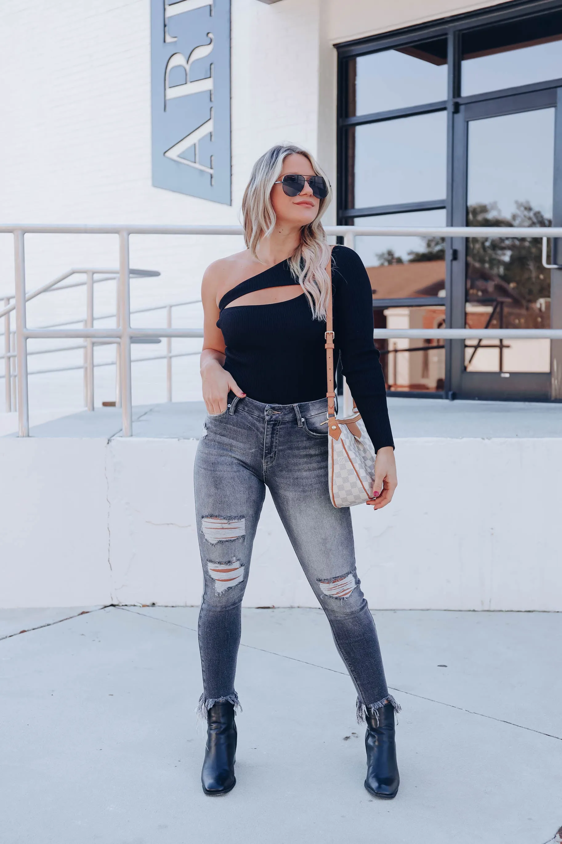 Leila One Shoulder Top - Black