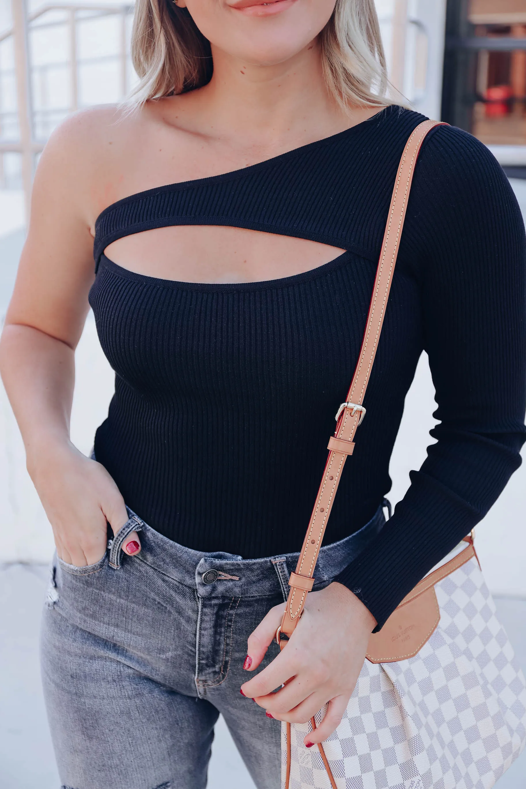 Leila One Shoulder Top - Black