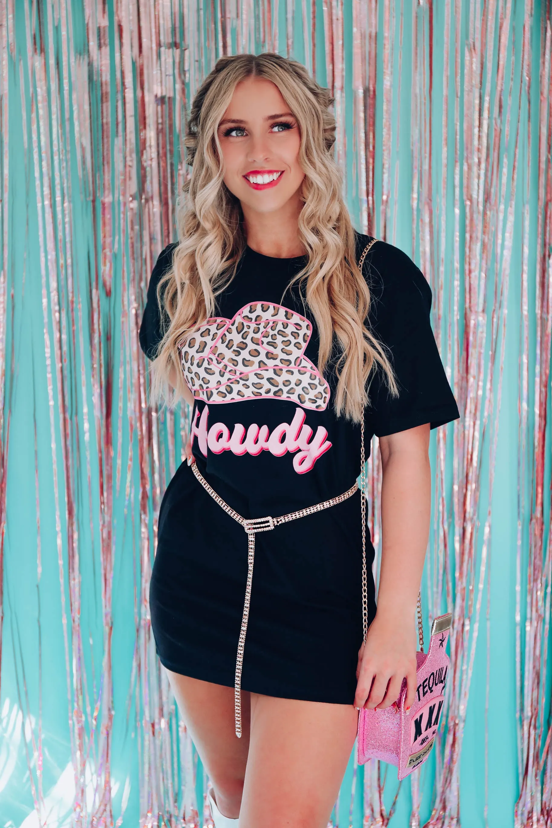 Leopard Print Cowgirl Hat T-shirt Dress