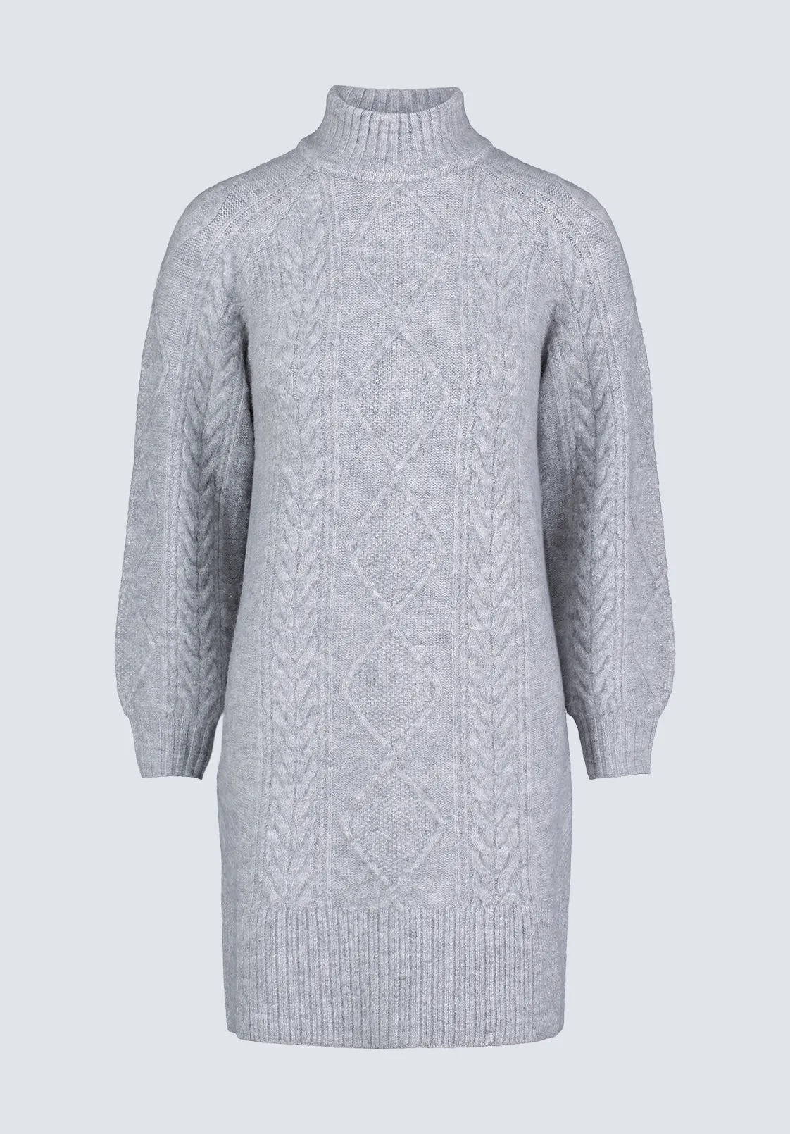 Levelle Women's Cable Knit Turtleneck Sweater Dress, Grey - SD0005H