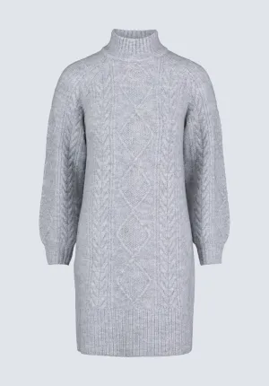 Levelle Women's Cable Knit Turtleneck Sweater Dress, Grey - SD0005H