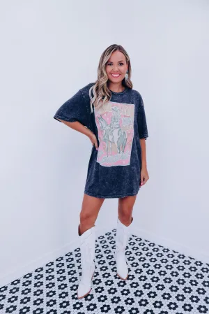 Long Live Cowgirls Mineral Wash Graphic Tee - Black